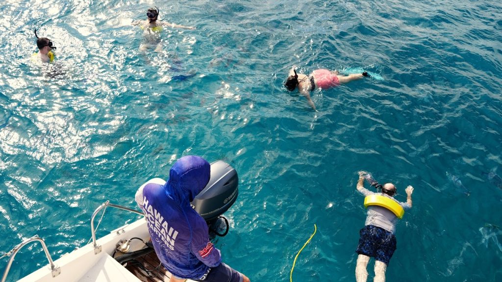 Snorkeling scenes in Waikiki- an adventurous part of any Honolulu city tour.