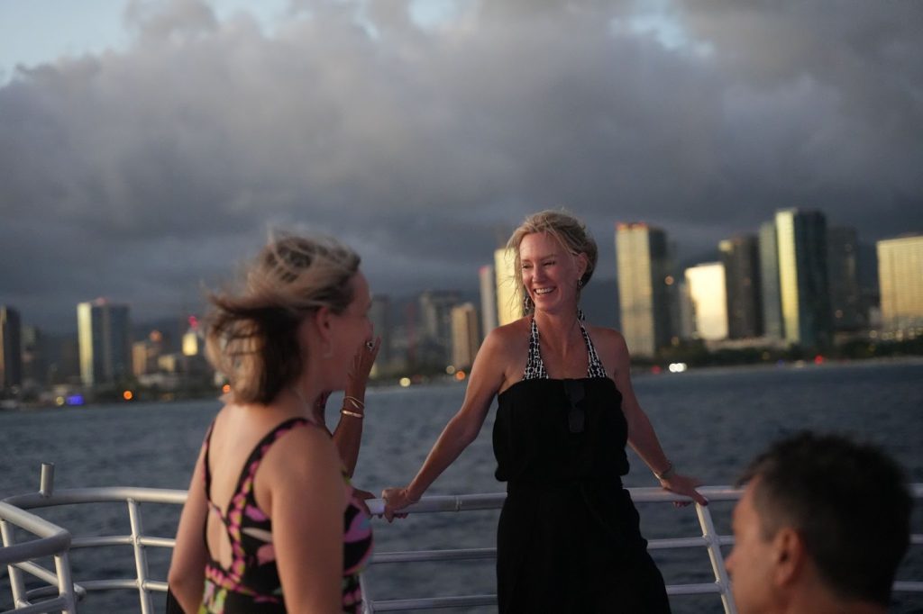 Guests having a good time on a boat in Hawaii.