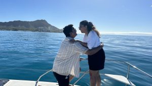 Luxury private charter boat in Hawaii prepared for an intimate proposal experience with stunning ocean views near Oahu.