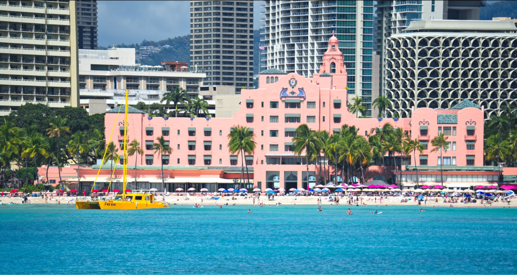 Royal Hawaiian Hotel and Waikiki Beach from the water